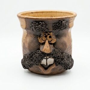 Vintage McGillivray Studio Pottery Ugly Face Jug 17cm Bearded Stoneware Canada